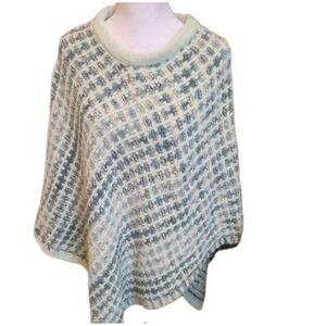 Simply Noelle Poncho Womens One Size Green Blue Tones Pullover